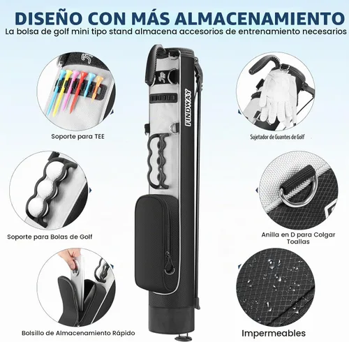 Vista 5 de Findway Bolsa de Golf con Soporte, Bolsa de Golf Pequeña para el Campo de Práctica, Par 3 y Campos Ejecutivos, Bolsa de Transporte Ligera para Palos