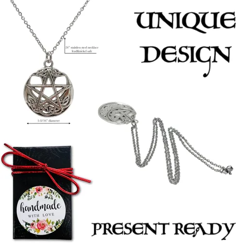 Vista 3 de Collar de estrella de protección celta, sanación mágica, amuleto de bruja pagana, pentagrama, pentagrama, joyería para mujer