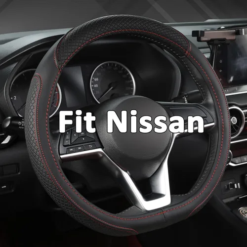 Vista 7 de West Llama Funda para volante de automóvil de fondo plano para Nissan, cubierta de volante en forma de D para Rogue, Altima, Kicks negro