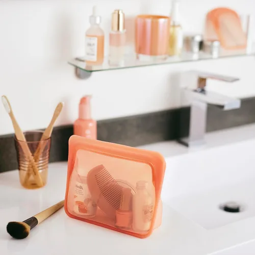 Vista 9 de Stasher Mini bolsas de silicona reutilizables de alta calidad, paquete de 2, aguamarina, 28 onzas Food-Safe Silicone, Eco-Friendly, Reusable