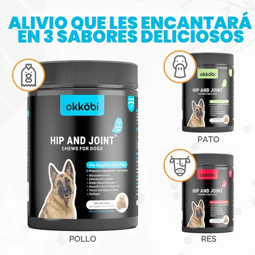 Vista 7 de Glucosamina HCL y suplemento de cadera y articulaciones para perros – 150 piezas – Masticables de cadera y articulaciones para perros – Fórmula