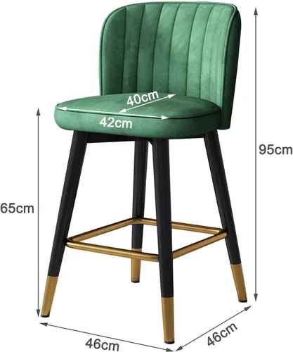 Vista 3 de Taburetes de bar giratorios de terciopelo con respaldo para isla de cocina, comedor y sillas tapizadas para bar en casa. Verde