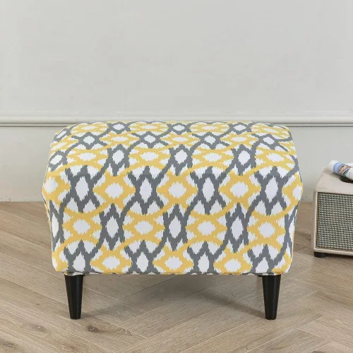Vista 29 de Funda elástica otomana rectangular para taburete, funda de elastano estampada para reposapiés, protector antideslizante para reposapiés, con parte #1