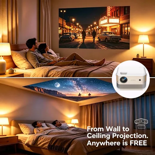 Vista 7 de Proyector portátil Native 1080P, compatible con banco de energía de 12 V