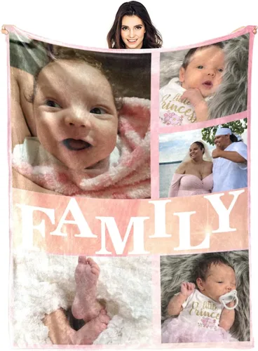 Vista 11 de Manta personalizada con fotos, manta personalizada con fotos para parejas, papá, mamá, niños, perros, amigos, cumpleaños, boda, Navidad, Año Nuevo