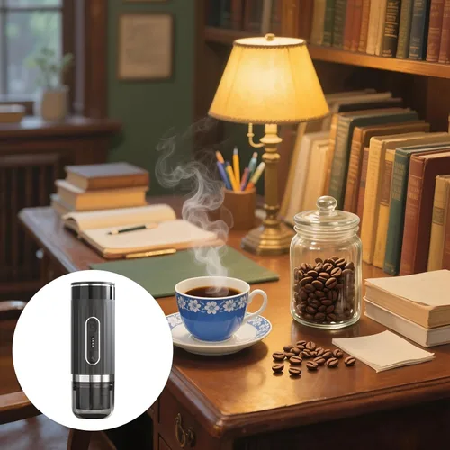 Vista 4 de Cafetera inalámbrica Mini cafetera portátil de expreso, compatible con K Cup, para automóvil, vehículo eléctrico, al aire libre y viajes, tanque
