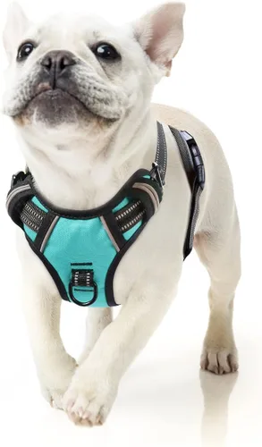 Vista 52 de HEELE Arnés para perro pequeño sin tirones con mango suave, arnés reflectante ajustable, color negro, XS Reflective Front Clip Vest with Control