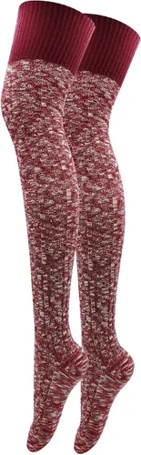 Vista 2 de HYTENSUN Calcetines de invierno de punto alto para mujer, estilo vintage, extra largos, calentadores de piernas por encima de la rodilla, medias