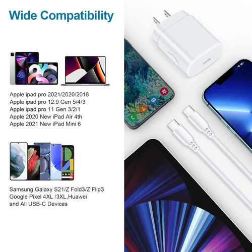 Vista 7 de 25W rápido tipo C cargador bloque iPhone 15 cable de carga teléfono Android carga rápida para Samsung Galaxy A13 A53 5G A03S A02S A12 A11 A42 A32