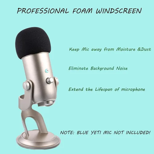 Vista 2 de Paquete de 2 filtros pop para micrófonos azules Yeti de espuma gruesa, protector de micrófono profesional de mano para Blue Yeti, Yeti Pro