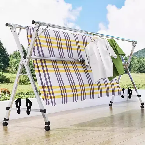 Vista 4 de Folding Clothes Drying Rack Indoor 63in, Heavy Duty Stainless Steel Laundry Drying Rack, Extendable Clothing Dryer Rack, for Clothes, Sheets