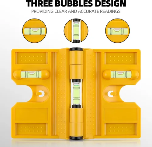 Vista 5 de Nivel magnético de poste, nivel plegable ajustable de 270° con 3 viales, asa elástica para trabajo con las manos libres - 2 piezas