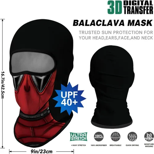 Vista 7 de Red Plume 3 piezas Pasamontañas Máscara de Cara Completa Máscara de Esquí Protección UV Cubierta Máscara de Cara Completa para Motocicleta
