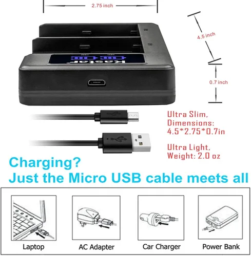 Vista 2 de Kastar Cargador dual LCD USB para batería Canon LP-E6 LP-E6N, cargador Canon LC-E6 LC-E6E y Canon EOS 5DS, EOS 5DS R, EOS 5D Mark II, EOS 5D Mark