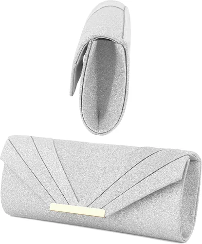 Vista 16 de Naimo Bolso de mano brillante para mujer, bolso de noche para fiesta, cóctel, boda, elegancia, sobre