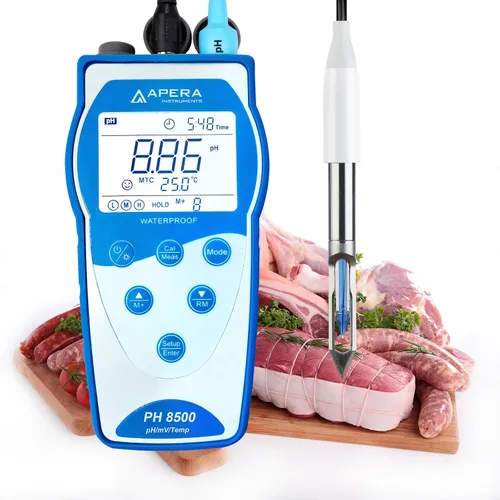 Vista 7 de Apera Instruments Premium Series PH8500-MS Kit de medidor de pH portátil para muestras pequeñas y tubos de ensayo, azul (AI5554)