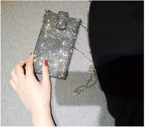 Vista 2 de Happyera Bling Rhinestone Evening Handbag Cell Phone Purse Wallet Clutch Crossbody Bag