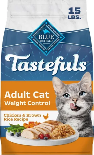 Vista 13 de Blue Buffalo Tastefuls Receta de pollo y arroz integral para gatos adultos, control de peso, pollo real primero, comida natural para gatos