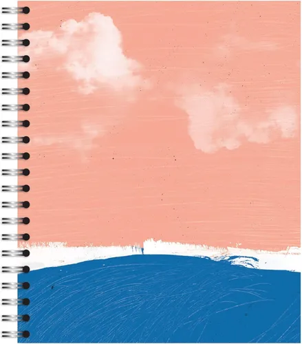 Vista 17 de Cuaderno pequeño de diseño encuadernado en espiral, diseño de puesta de sol en la playa, 9.75 x 7.5 pulgadas, 70 hojas, 100% reciclado, poages