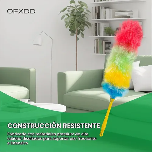Vista 3 de Coloridos plumeros de cerdas duras estáticas para limpieza – Cepillo magnético resistente para el polvo para muebles – Limpieza antiestática