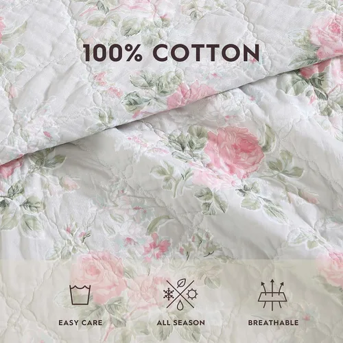 Vista 7 de Laura Ashley - Juego de edredón individual, ropa de cama reversible de algodón con fundas a juego, decoración ligera del hogar para todas