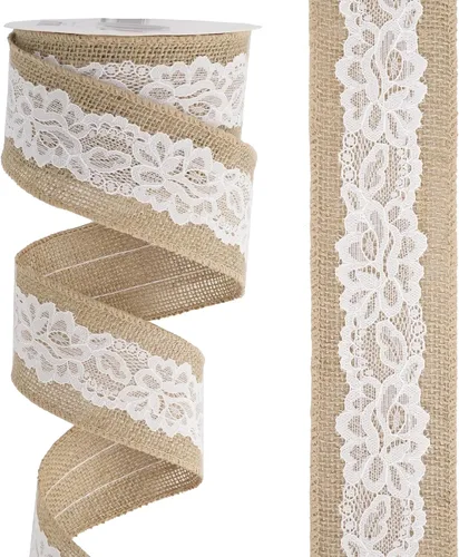 Vista 11 de HUIHUANG Cinta de encaje con alambre para árbol de Navidad, 2.5 pulgadas x 25 yardas, cinta de alambre con purpurina dorada para árbol de Navidad