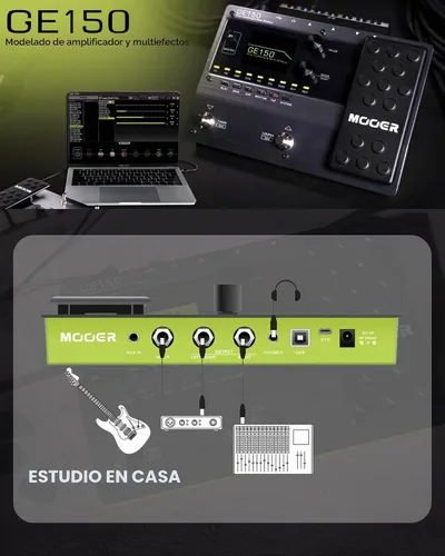 Vista 5 de MOOER GE150 Pedal Multiefectos de Modelado de Amplificador de Guitarra Eléctrica Procesador Portátil de Múltiples Efectos con Expresión y Carga IR