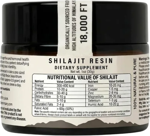 Vista 11 de The Goodbye Company Resina pura Shilajit – Orgánica con más de 85 oligoelementos y ácido fúlvico puro; para hombres y mujeres, impulso de energía