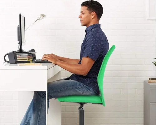 Vista 4 de Silla de oficina de malla simple, silla de oficina ergonómica sin brazos, silla de oficina en casa, silla de computadora ajustable, silla giratoria