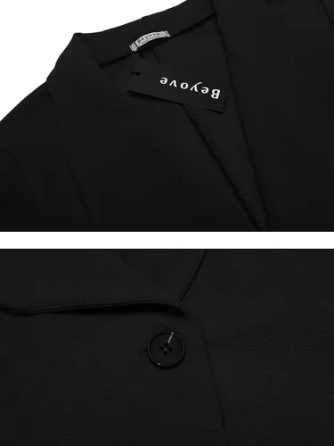 Vista 6 de Beyove Chaqueta de trabajo ligera con manga fruncida 34 para mujer, parte delantera abierta, para trabajo y oficina (S-3XL)