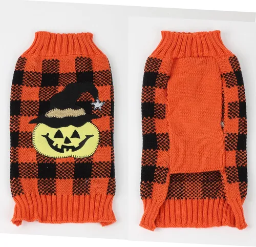 Vista 6 de HAPEE Suéteres de Halloween para perros, ropa fantasmal de calabaza para perros y gatos