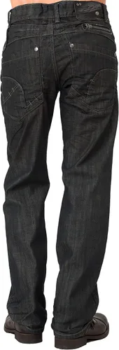 Vista 2 de Level 7 Jeans relajados y de pierna recta para hombre con corte de bota y bolsillo con cremallera