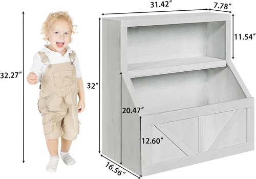 Vista 2 de IDEALHOUSE Estantería para niños, almacenamiento de juguetes, armario de madera para niños pequeños con organizador de almacenamiento, cubos grandes