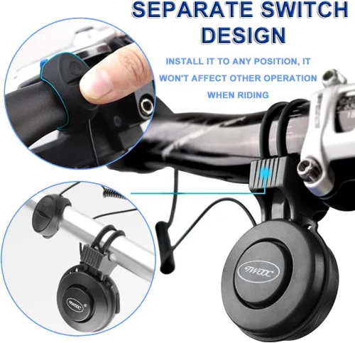 Vista 4 de Bocina eléctrica para bicicleta, mini timbre de bicicleta de 100 dB con 4 modos de sonido, recargable por USB e impermeable, ideal para bicicletas
