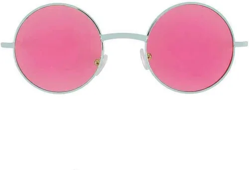 Vista 5 de OWL Gafas de sol redondas con marco de metal, círculo, retro, hippie, protección UV400 Lente verde-transparente de 2 tonos / dorado