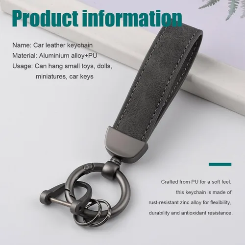 Vista 4 de Kewucn Llavero de Cuero Genuino para Automóvil, Portallaves Universal de Metal Resistente para Automóvil con Anillo en D Antipérdida para Hombres