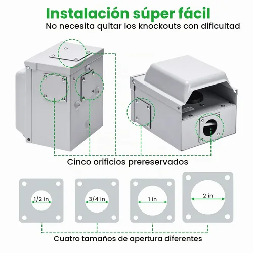 Vista 5 de Caja de disyuntores temporal de 30 amperios para RV con interruptor, Caja de disyuntores al aire libre Briidea con carcasa impermeable NEMA 3R