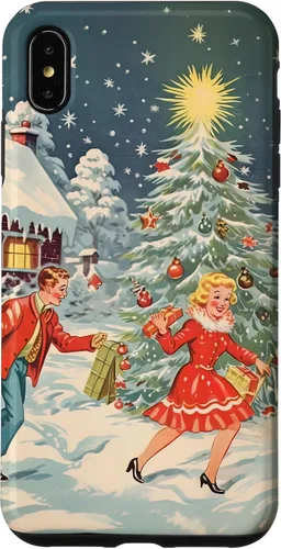 Vista 11 de iPhone 16 Vintage 1950s Nostalgia Christmas Snowflakes Christmas Tree Case