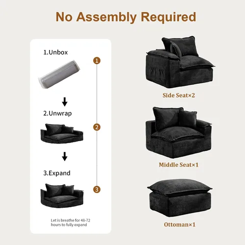 Vista 8 de Korser Sofás seccionales de 108 pulgadas para sala de estar, sofá modular sin hueso con asiento profundo y cojín esponjoso, acogedor sofá acolchado