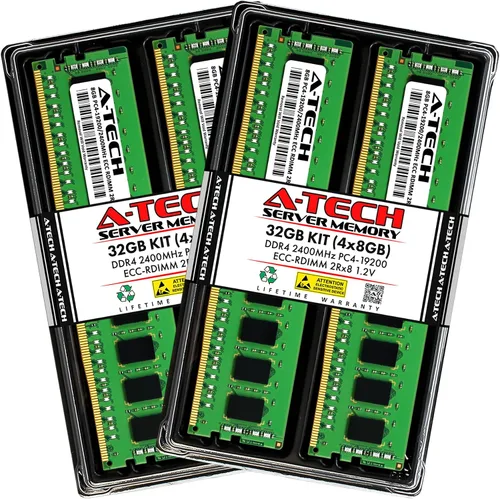 Vista 59 de A-Tech 4GB DDR4 2133MHz PC4-17000 ECC RDIMM 1Rx8 Single Rank 1.2V ECC Registered DIMM de 288 pines Módulo de actualización de memoria RAM