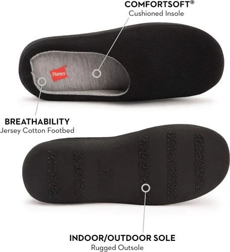 Vista 2 de Hanes Pantuflas tipo zueco de punto gofre suave para mujer con suela para interiores