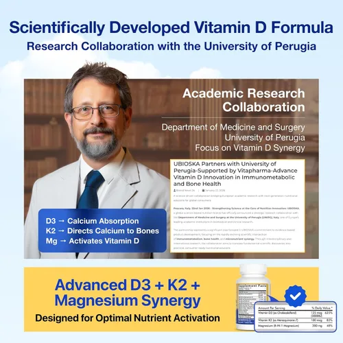Vista 8 de UBIOSKA Vitamina D3 K2 Suplemento de magnesio – 5000 UI D3 + MK-7 K2 con 8 formas de magnesio (glicinato, taurato, malato) para un sueño tranquilo