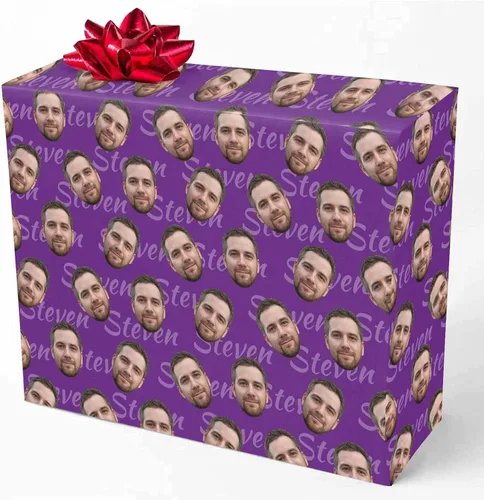 Vista 24 de M YESCUSTOM Papel de regalo con fotos personalizadas, papel de regalo para el Día de la Madre, Día del Padre, cumpleaños, Navidad