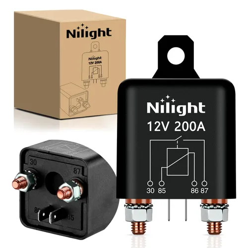 Vista 9 de Nilight Relé de Arranque de 120A, Interruptor de Relés Divididos de 4 Pines, 12V Continuo Servicio Pesado SPST Alta Corriente 4 Terminales Control