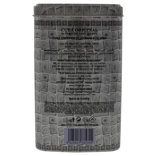 Vista 6 de Cuba Original by Parfums Des Champs Prestige Platinum de Cuba, 3 oz Eau De Toilette Spray para hombre (CUBPRPM0009002)