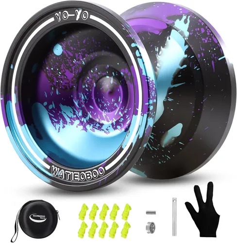 Vista 9 de WATIEOBOO Yoyo Yoyo sensible para principiantes Yoyo profesional no sensible para adultos Yoyos de trucos metálicos profesionales con kit