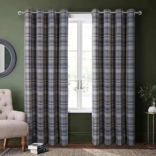Vista 16 de always4u - Cortinas de cuadros beige con ojales, aspecto de lana, modernas para sala de estar y dormitorio, decoración del hogar, cortinas a
