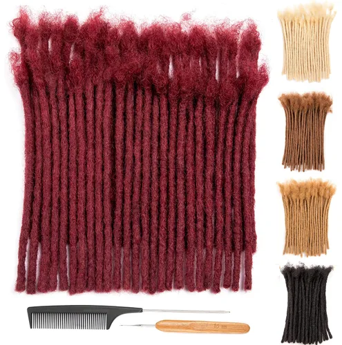 Vista 38 de DAIXI 0.2cm y 0.4cm y 0.6cm y 0.8cm de grosor 4-18 pulgadas 10 hebras extensiones de rastas de cabello humano 100% real para hombres/mujeres