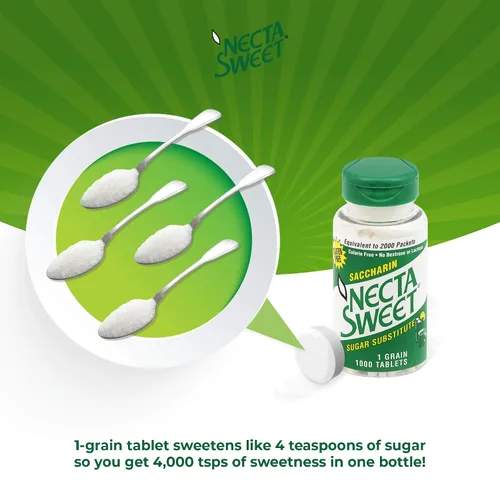 Vista 5 de Necta Sweet Tabletas de sacarina, 1 grano, botella de 1000 tabletas