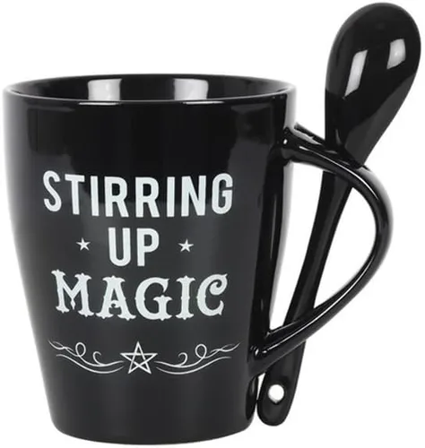 Vista 3 de Juego de taza y cuchara de cerámica mágica Stirring Up